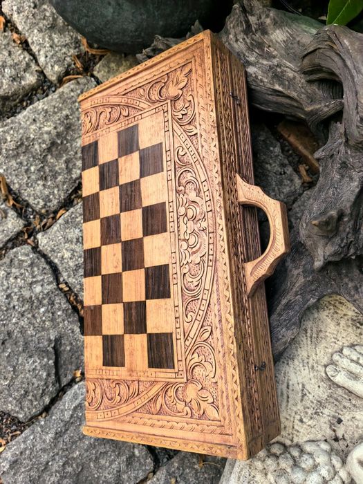 Szachy z Bali, rękodzieło, rzemiosło balijskie, tryktrak UNIKAT