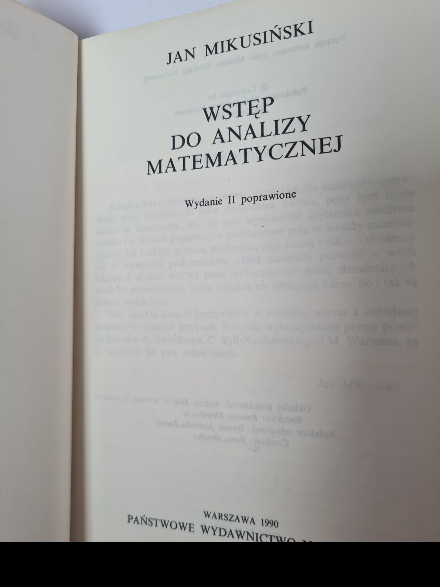 Wstęp do analizy matematycznej - Jan Mikusiński