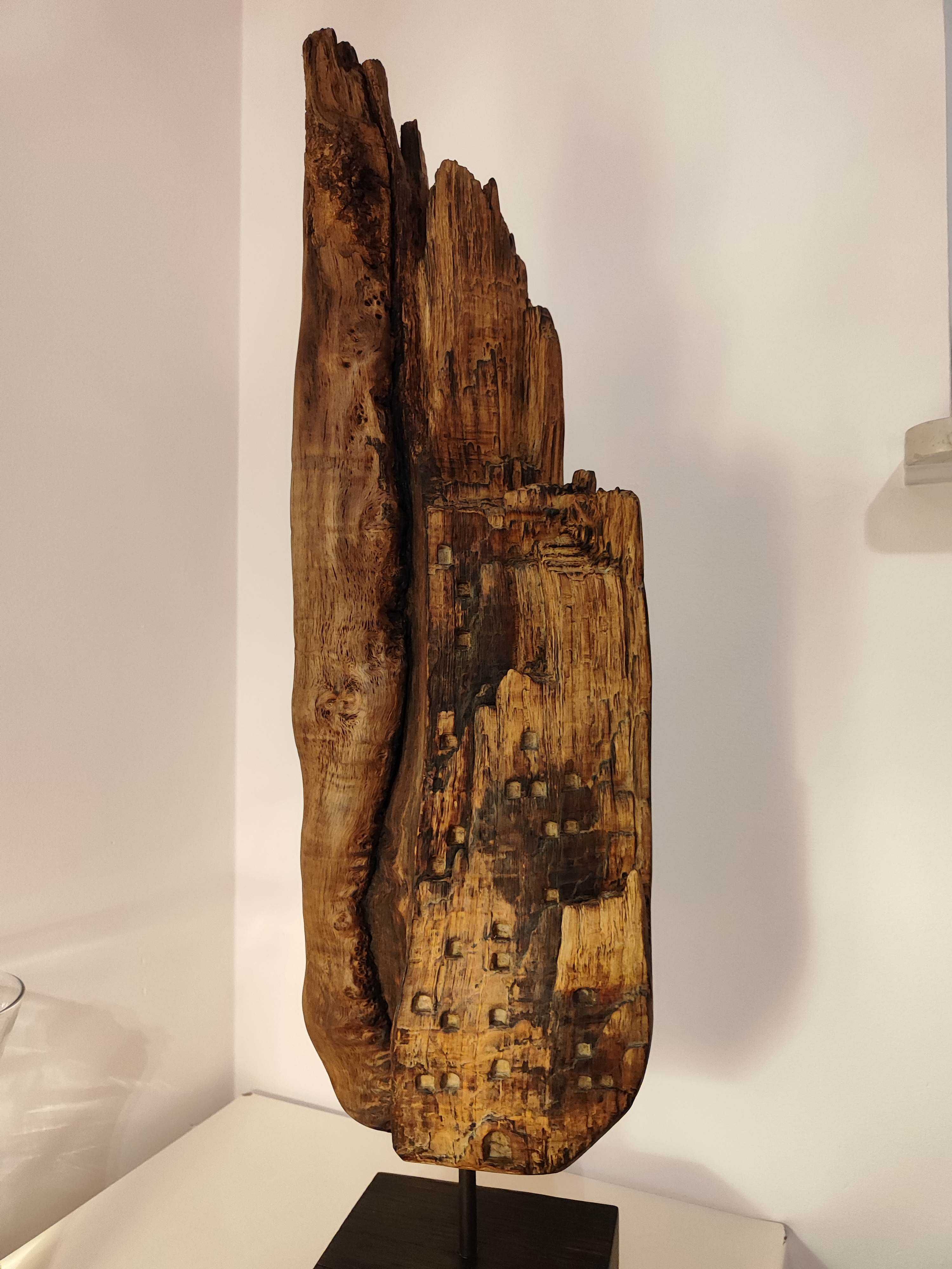 Rzeźba drewniana nowoczesna dekoracyjna, dąb wys. 71 cm
