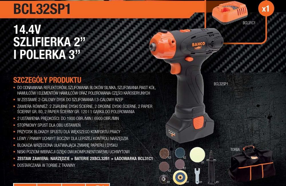 BAHCO polerka / szlifierka 14,4V