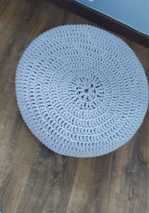 Pokrowiec na pufę puf i dywan 110 cm kolo okrągly fioletowy hand