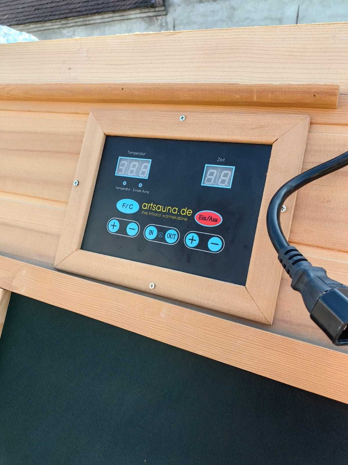 Sauna kabina infrared na podczerwień szklana 2os drewno 230V radio