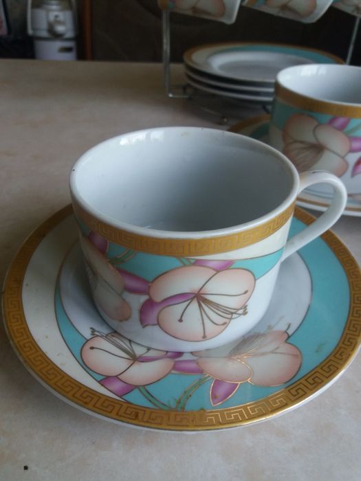 Сервиз кофейный перламутровый с рисунком