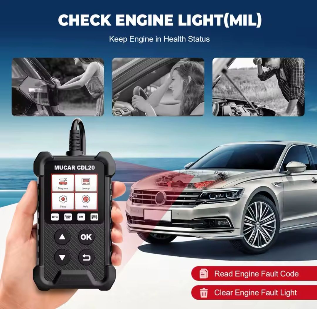 Scanner Automotivo OBD2 Mucar CDL20 Leitura e correção de erros NOVO