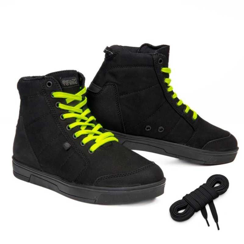 Motocyklowe Buty Męskie OzoneTown Black/Fluo Yellow 44, 45, 47, 48