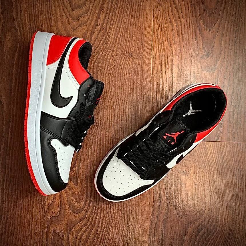 Кросівки Чоловічі Nike Air Jordan 1 low White & Black & Red