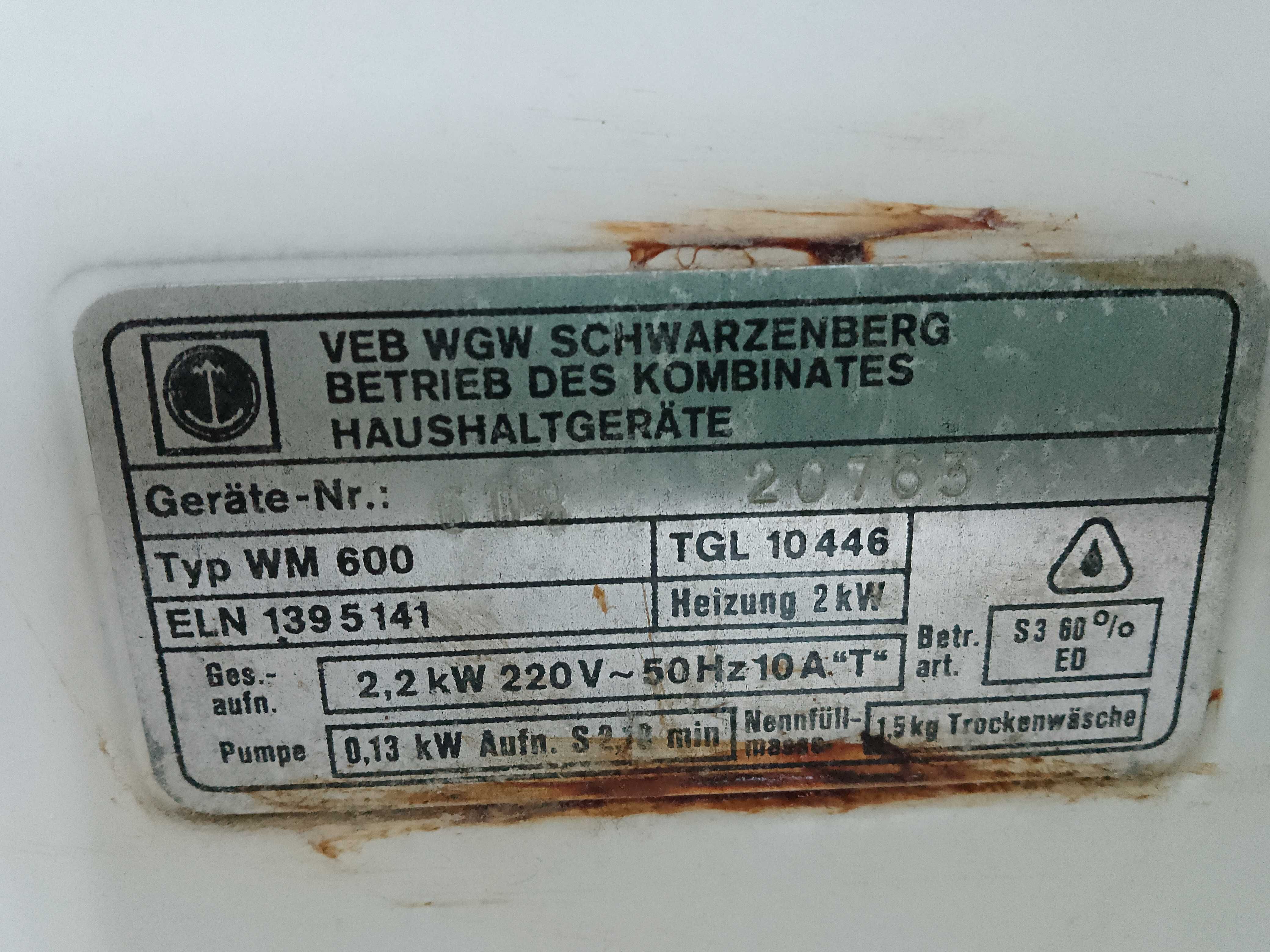 Pralka półautomatyczna wirnikowa niemiecka WM600