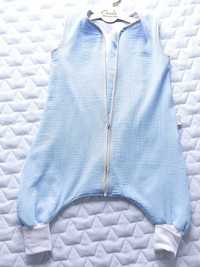 MUŚLINOWY Śpiworek z nogawkami SK 1 tog r.86-92 kolor Baby blue