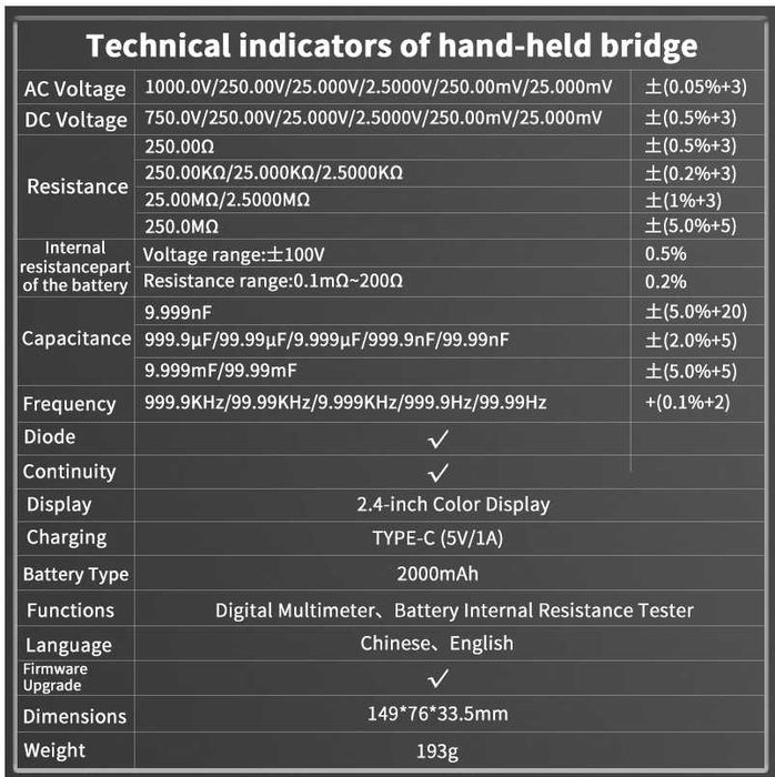 Новинка! Электронный  тестер ZOYI ZT-XR1 Измеряет сопротивление акб.