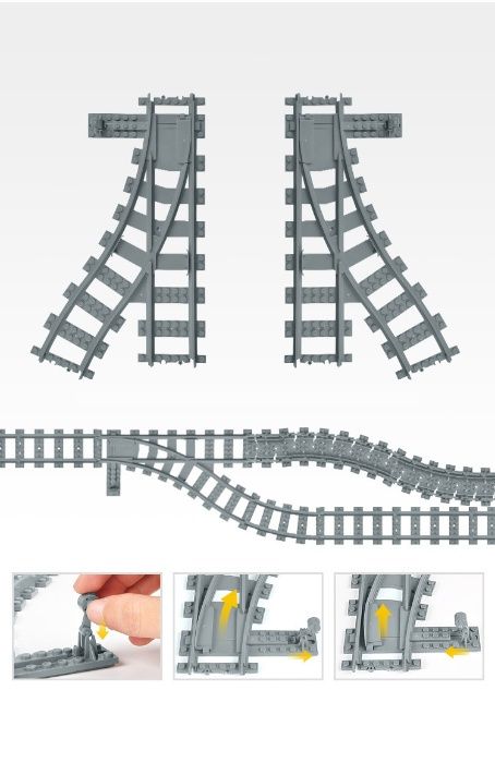 Estradas, trilhos comboio, acessórios Lego compatíveis