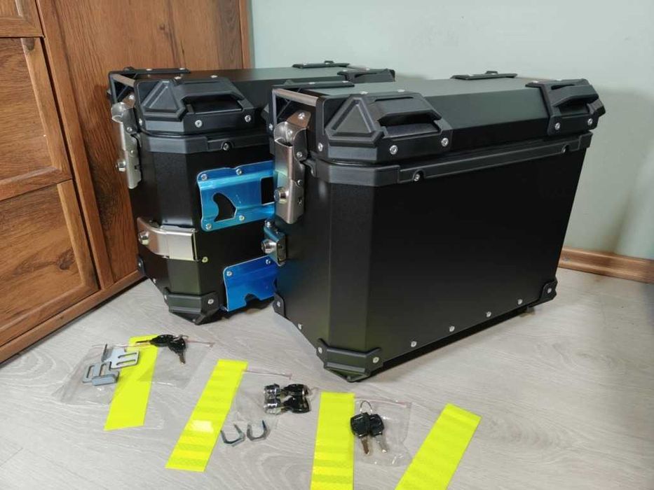 ALUMINIOWE kufry motocyklowe boczne CZARNY 2x38L uniwersalne + WKŁADKI