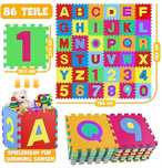 Piankowa mata do nauki i zabawy dywan dla dzieci puzzle 86 elementów