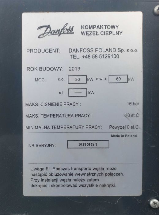 Kompaktowy Węzeł Cieplny Danfoss