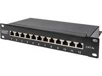 Panel krosowy DIGITUS Cat.6A Slim, ekranowany, 12-portowy, 0,5 U, 10",