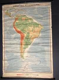Stara szkolna mapa Ameryki Południowej