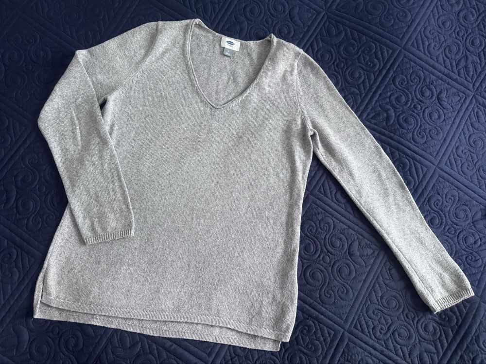 Szary sweter z dekoltem V Old Navy M