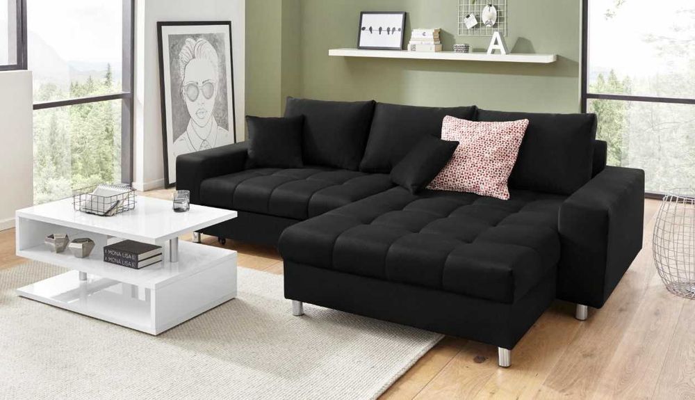 Narożnik, kanapa z funkcją spania i pojemnikiem na sprężynach-DOSTAWA