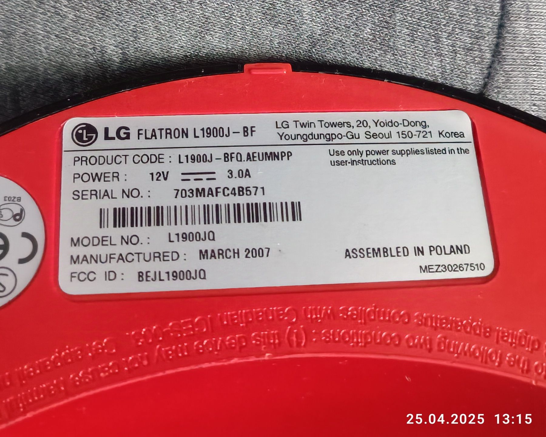 Monitor LG 19 cali