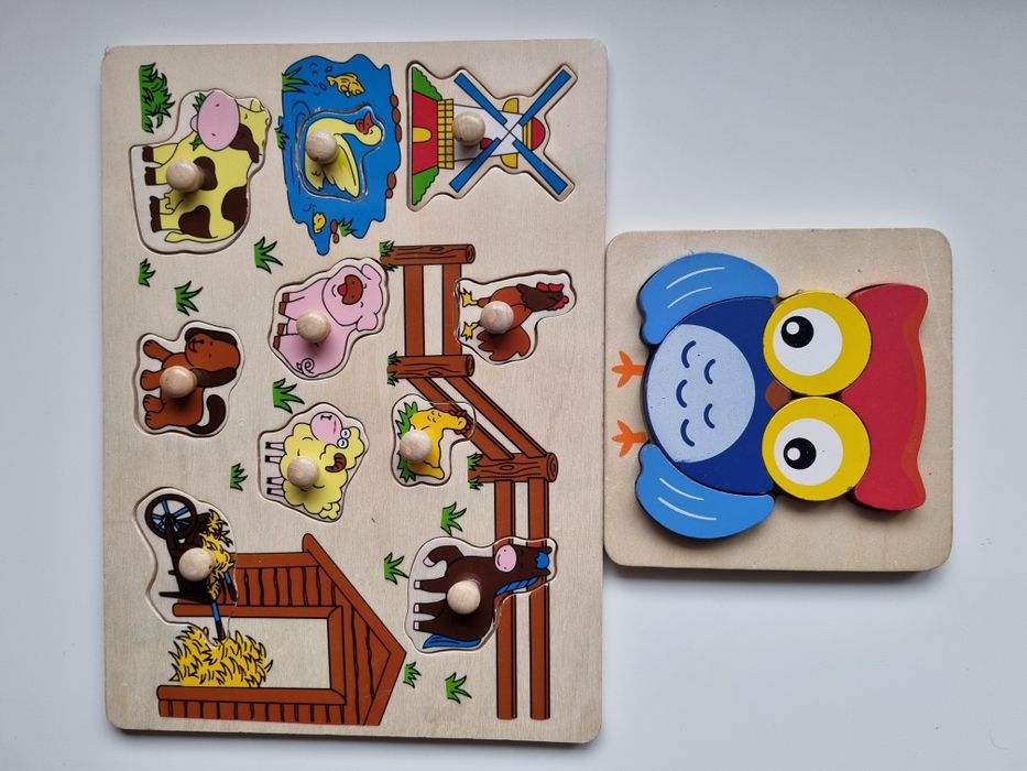 Układanki drewniane puzzle Sowa i zwierzątka