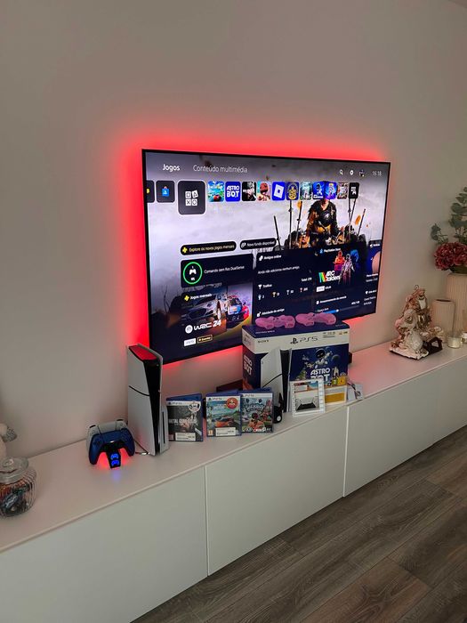 Ps5 Slim C/ Nova e Garantia+2 Comandos+4 Jogos+Caixa Playstation 5