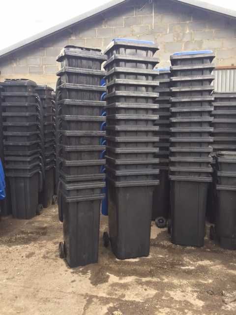 Pojemniki  120l używane grafit, żółty, zielony, niebieski, brązowy