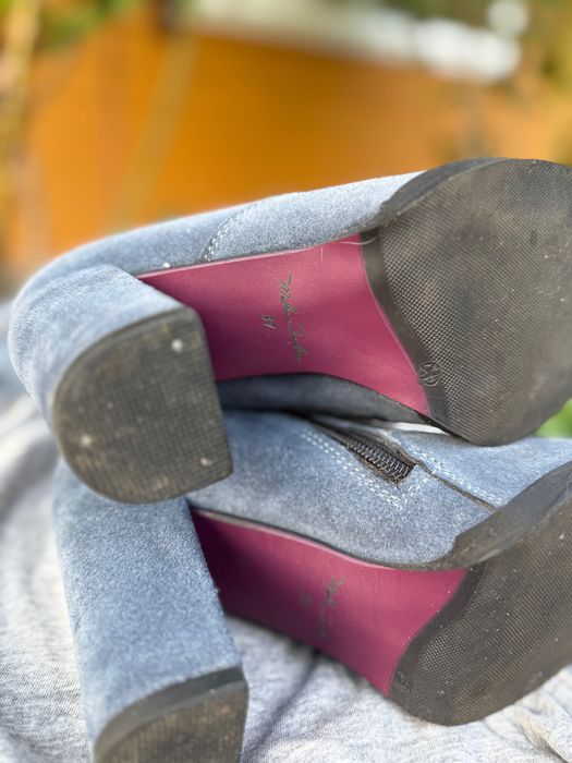 Замшеві чоботи джинсового кольору 37р.