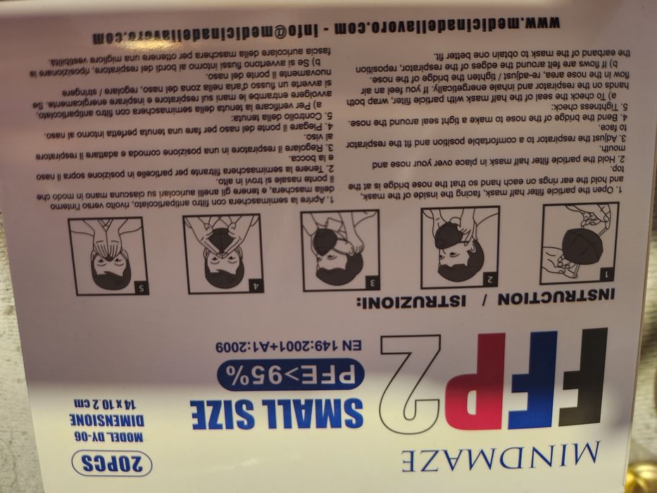 Maseczki ochronne, 20 sztuk, rozmiar s