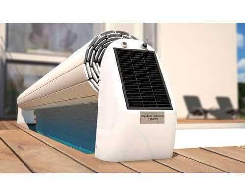 Cobertura de Segurança solar piscinas, laminas cinza escuro de 3,5x3m