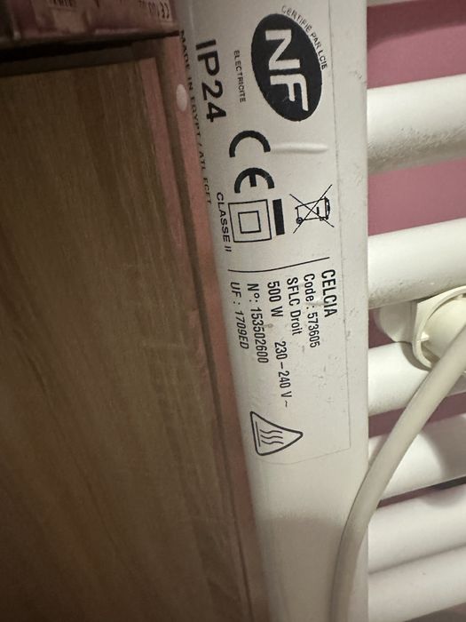 Grzejnik elektryczy drabinkowy, lazienkowy 500W