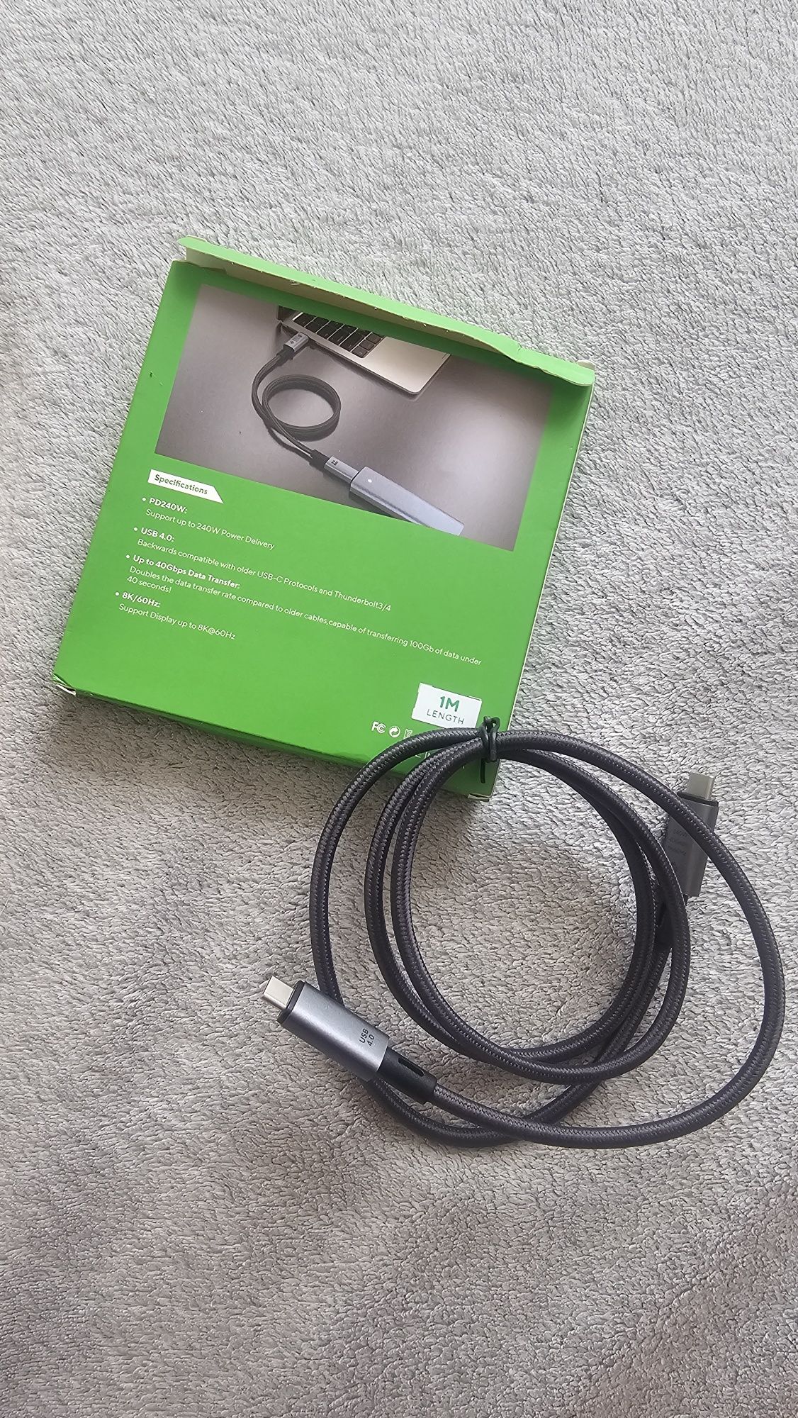 Кабель ThunderBolt 3, USB 4.0 / 240W / 8k 60hz. Type-C to Type-C