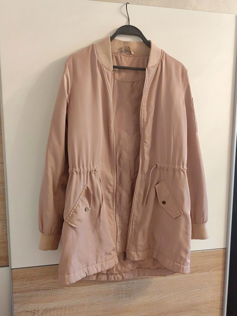 Damska kurtka płaszczyk ze ściągaczem, trencz, parka spring jacket