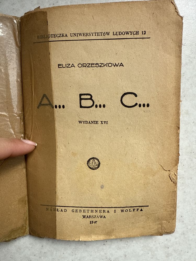 Stara ksiazka Eliza Orzeszkowa 1946
