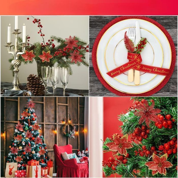 DURANTEY Zestaw Choinkowych Ozdób Czerwone 22 sztuki