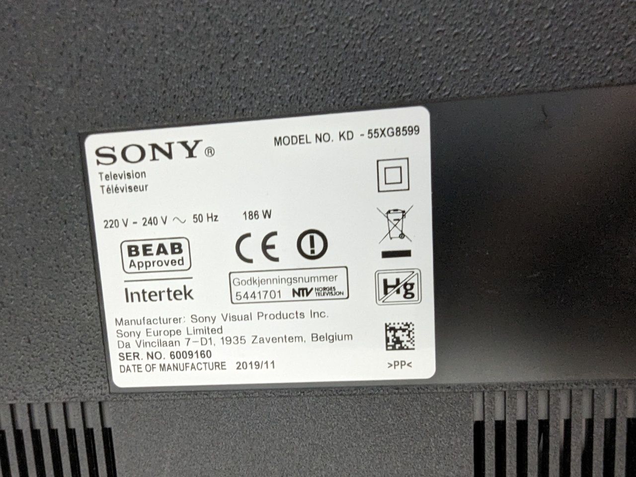 Sony KD-55XG8599 4K Ultra HD SmartTV Android 9 / 2019 /