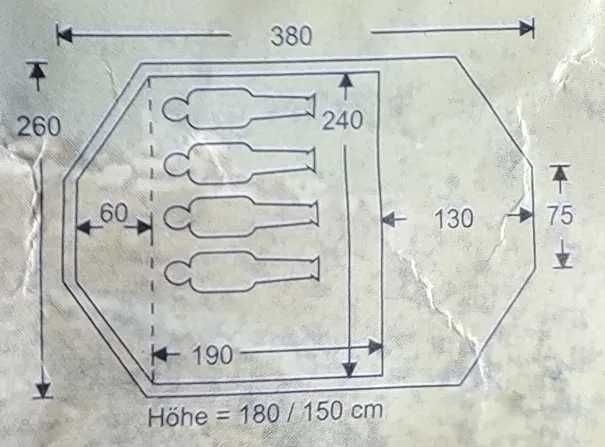 Tenda Nova 4 lugares e avançado -Nunca Usada - Wallis BTH 180