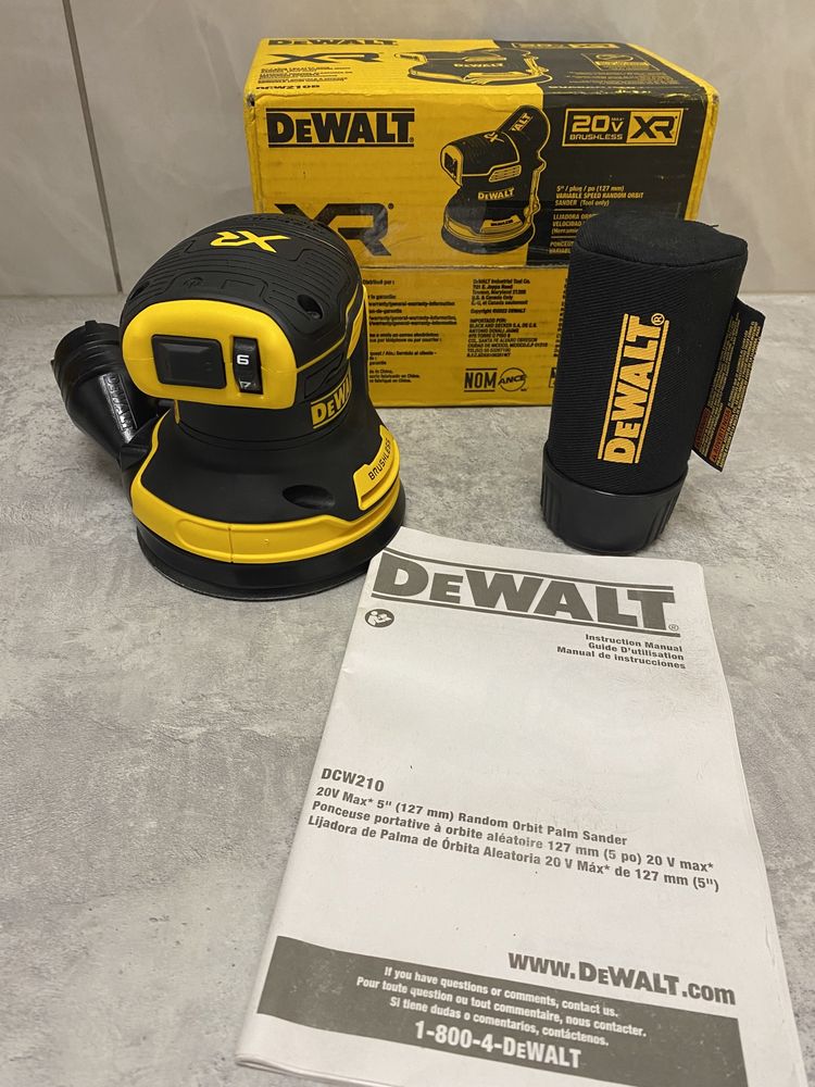 DeWALT DCW210 20V  безщіткова ексцентрикова шліфмашинка Made in Mexico