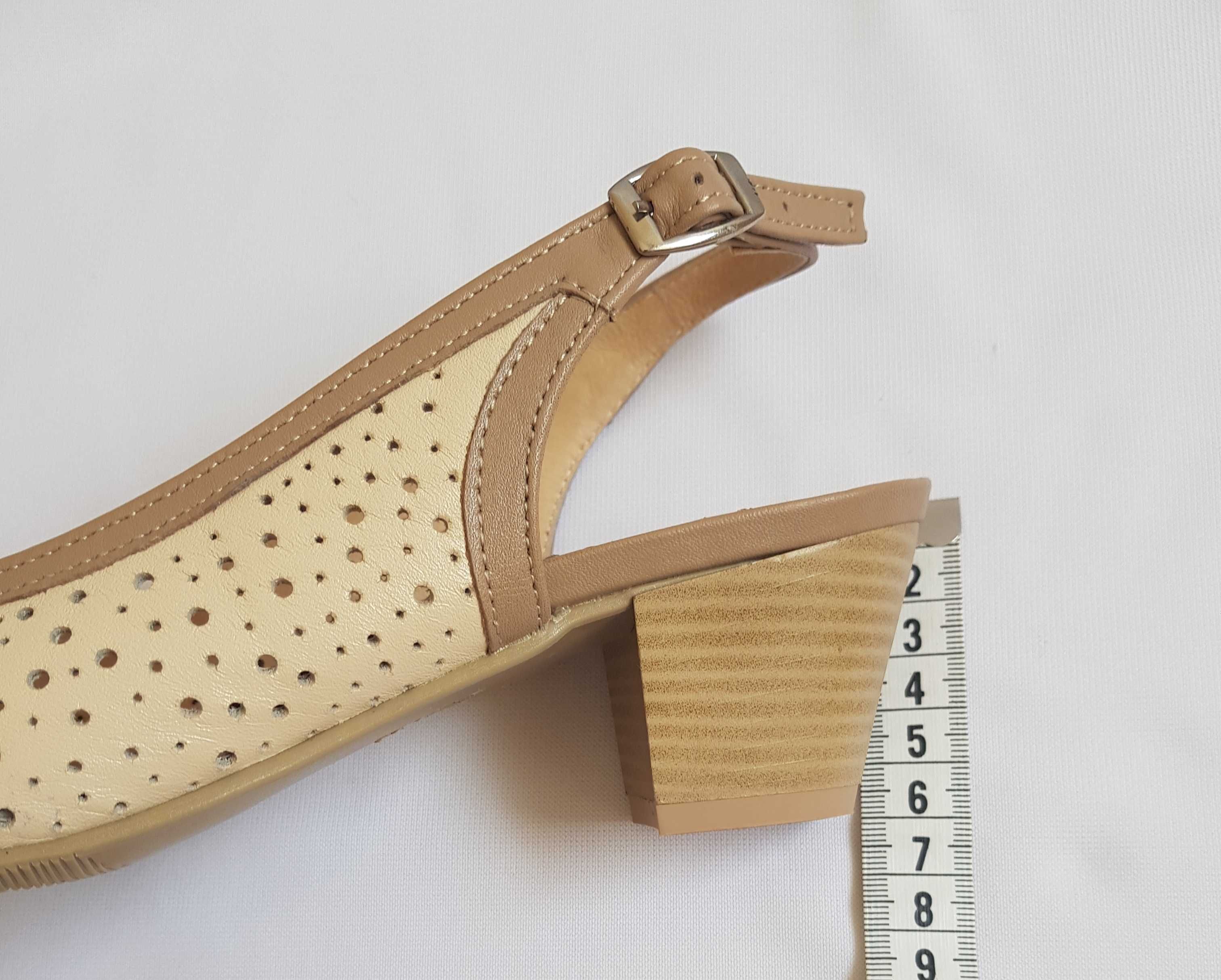 Sandały, czółenka damskie roz. 39 skóra NOWE Made in Poland