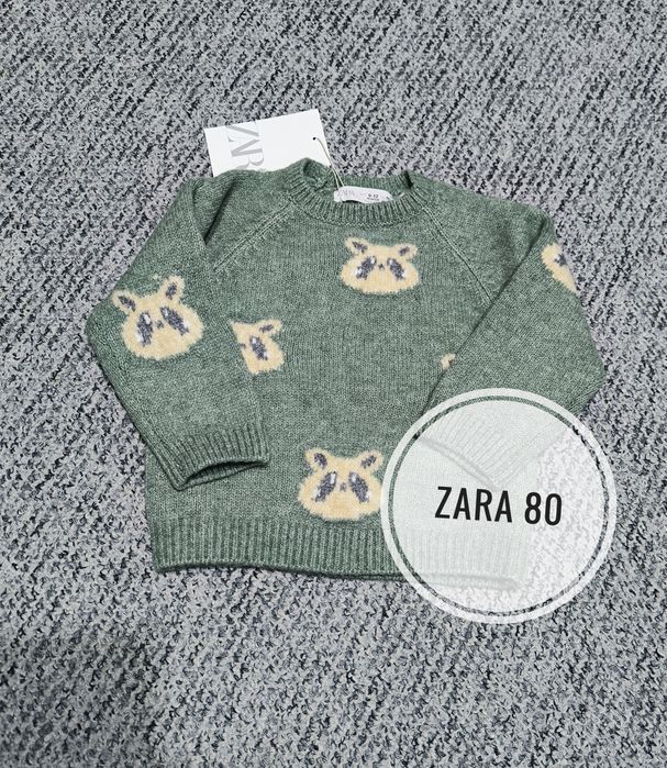 Uroczy sweter z szopami Zara 80 unisex szop pracz sweterek