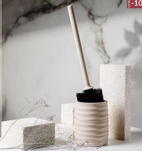 Szczotka do WC z tłoczeniem beżowa 10,2x10,2x36,5 cm