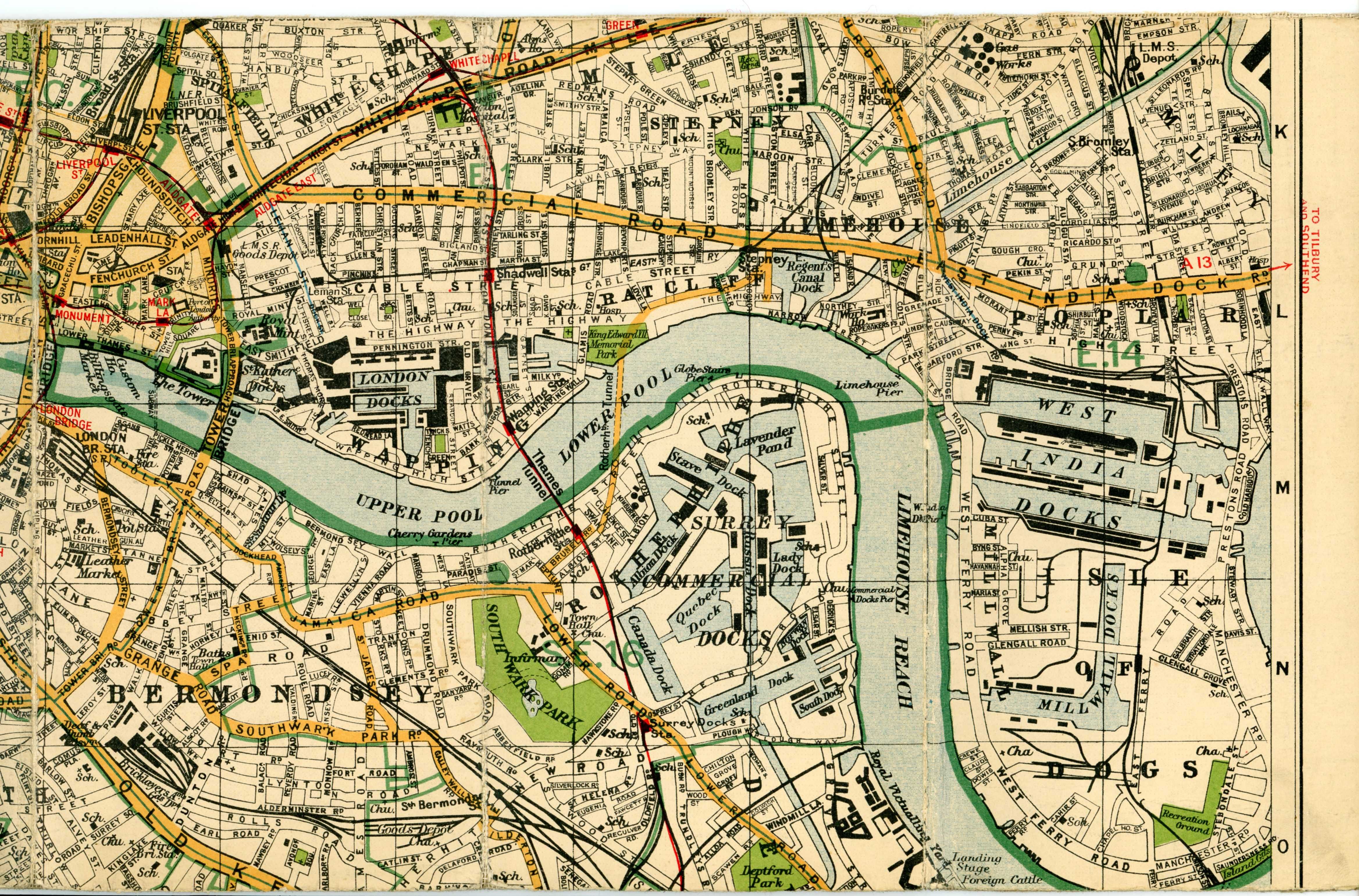 Mapa - plan Londynu z 1930 roku autorstwa George Philip and Sons.