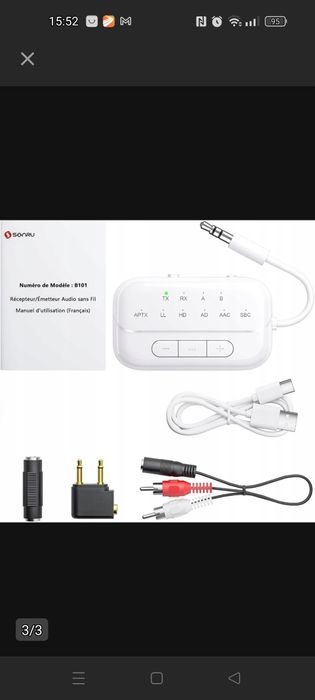 Bluetooth 5.3 adapter 2w1 TX RX do TV, smartfona, słuchawek, AUX RCA