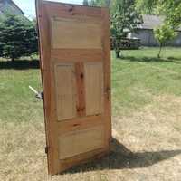 Drzwi drewniane drewno drzwi wewnetrzne antyk klamka z klamka mosiezna