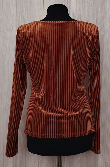 Karmelowa bluzka damska welurowa L
