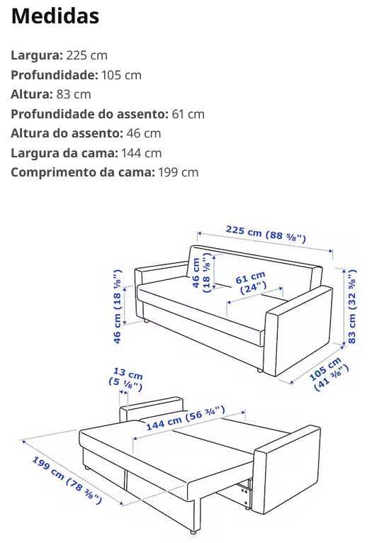 Sofá Cama c\ arrumação - Modelo Friheten do Ikea (Como novo)