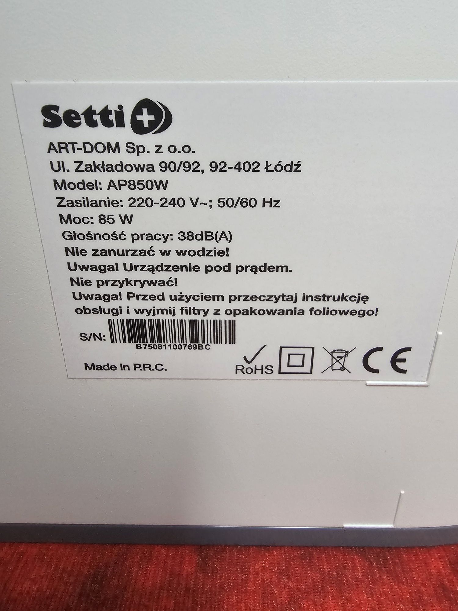 Oczyszczacz powietrza Seti