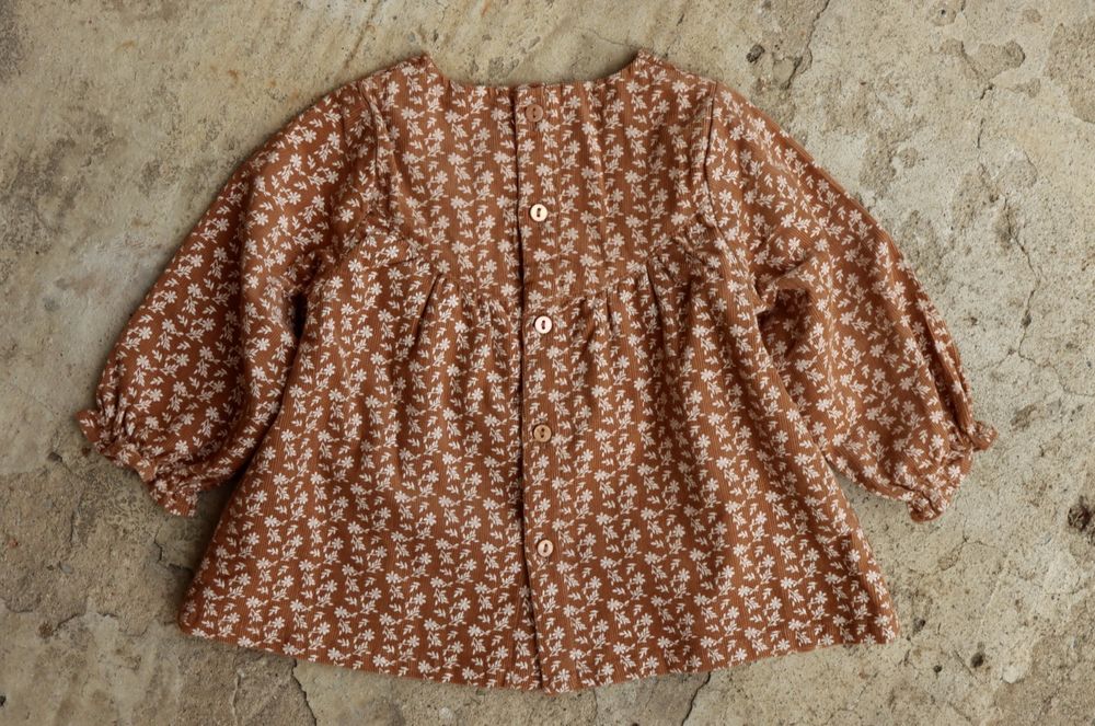 Sztruksowa bluzka Zara 62 cm karmelowa kwiaty jesienna