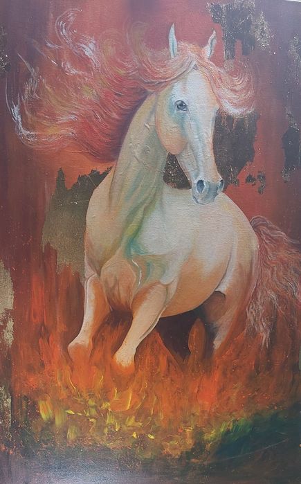 Pinturas em acrílico e folha de ouro