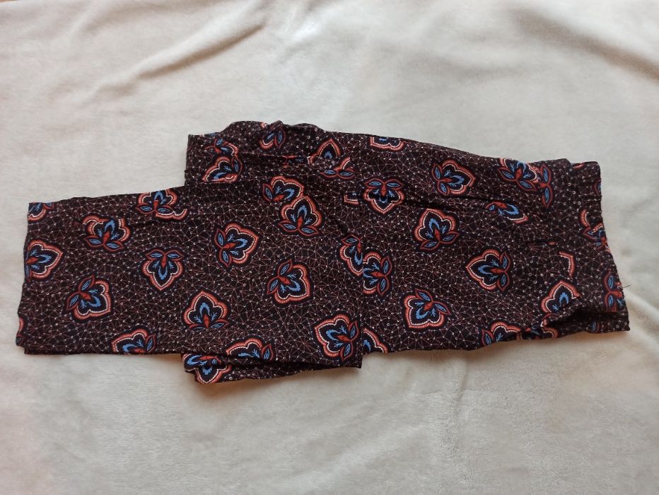 Spodnie zwiewne długie luźne we wzory 34 XS H&M