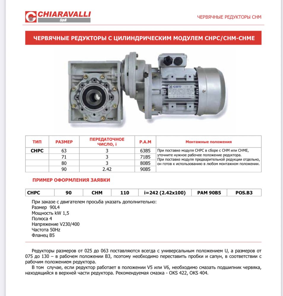 Італійський циліндричний модуль для редукторів CHPC-90 i2,5