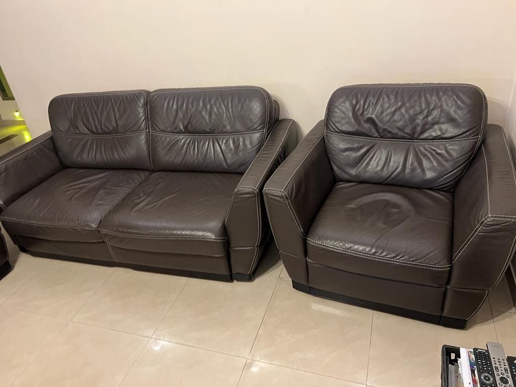 Zestaw wypoczynkowy skórzany kanapa + fotele